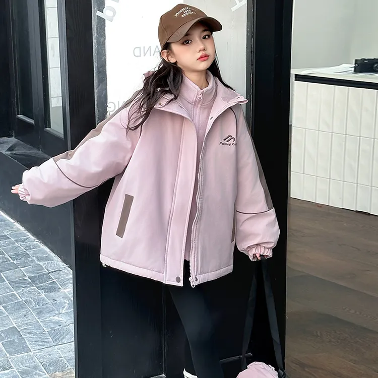 儿童外套上衣冲锋衣春秋女童中大童洋气加厚秋冬夹棉上衣休闲大童