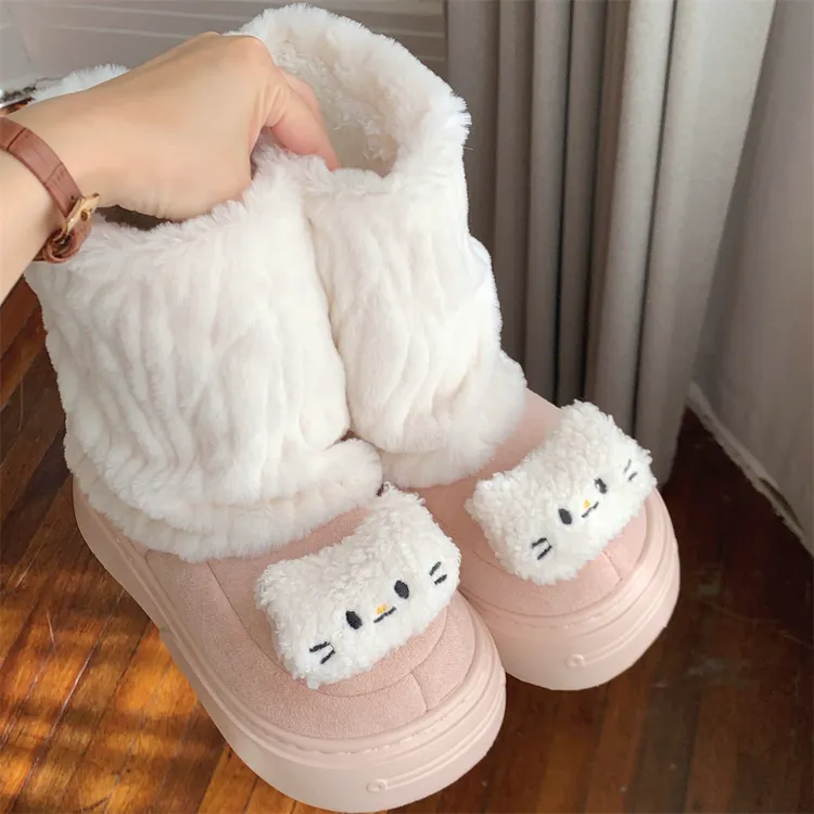 新款防滑冬季可爱小猫咪时尚雪地靴女高级百搭少女心复古东北棉鞋