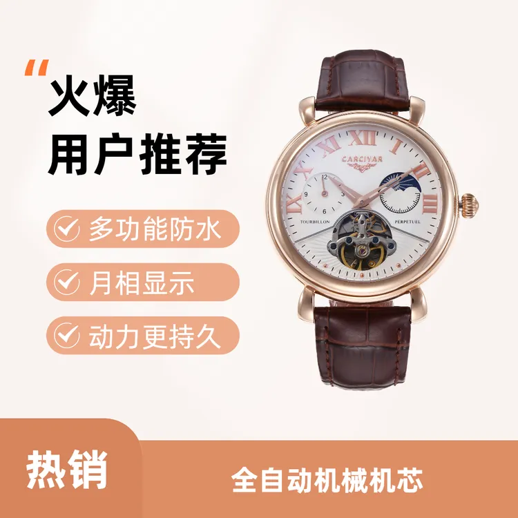CARCIYAR/卡仕雅男士气质轻奢时尚多功能潮流全自动自动机名表不