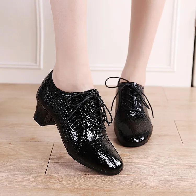 果果不不高跟舞蹈鞋交谊舞软底真皮黑色秋冬跳舞鞋女鞋广场舞鞋
