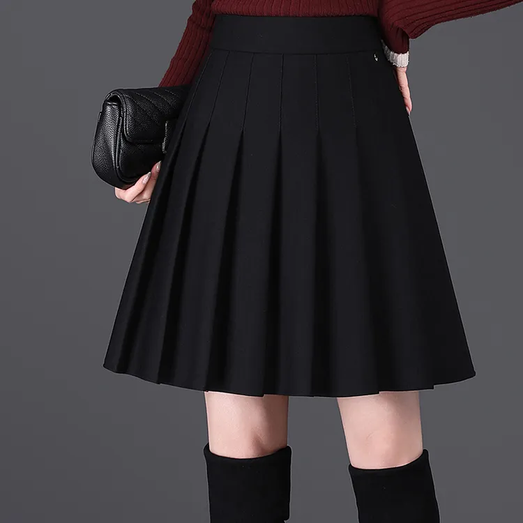 气质百褶裙女秋冬短裙2025新款高腰显瘦a字裙小个子秋冬半身短裙