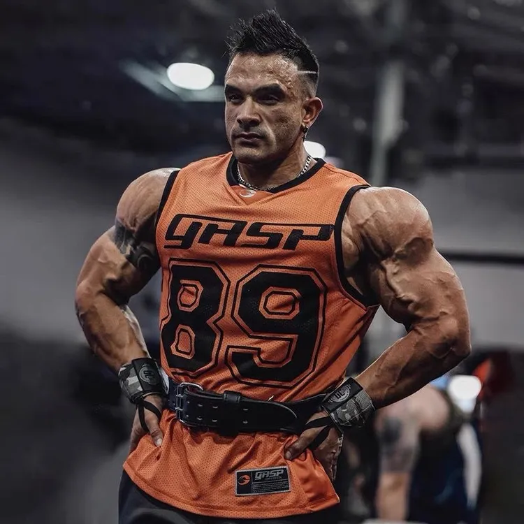 原版盖世速干橄榄球背心美式训练夏季透气复古宽松健身短袖印花