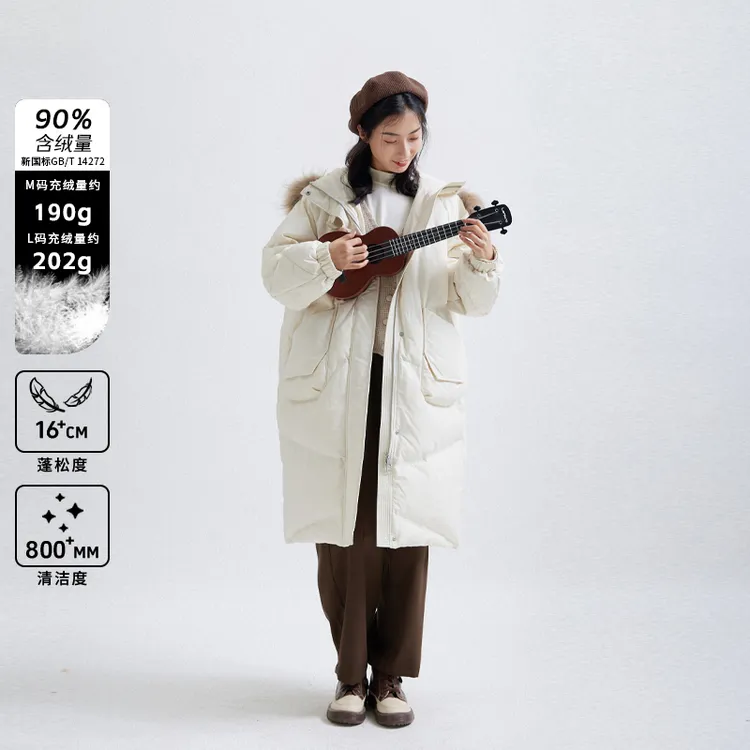 BBFER本依凡冬季女装保暖羽绒服TSSYR0184简约中长大毛领本衣凡