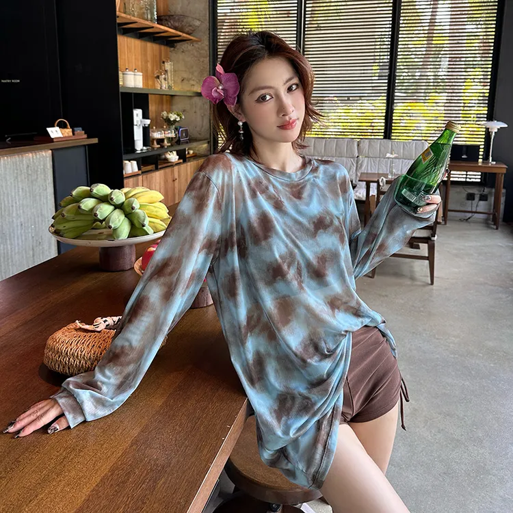 比基尼三件套长袖时尚宽松外罩衫大码显瘦女分体遮肉微胖海边度假