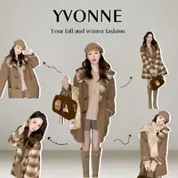 【现货】YVONNE买手店 /Brooklyn真 丝羊驼 双面穿牛角扣连帽冬大衣