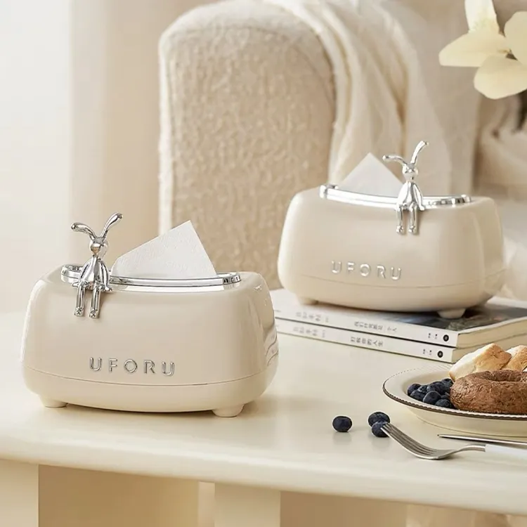 抽纸盒ins奶油风高颜值纸巾盒内置弹簧客厅设计感餐巾纸收纳盒子