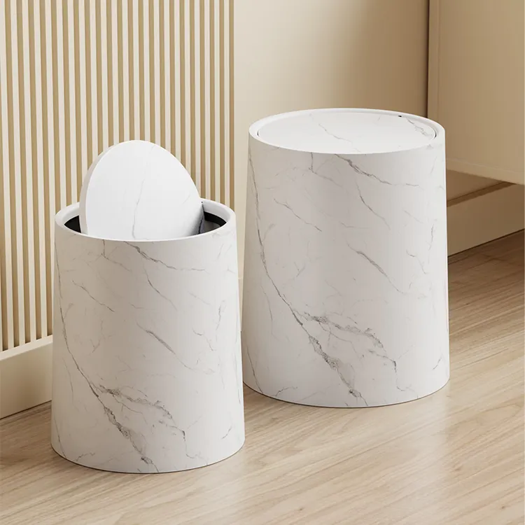 翻盖垃圾桶家用大号客厅轻奢高颜值酒店饭店厨房卧室仿大理石纸篓