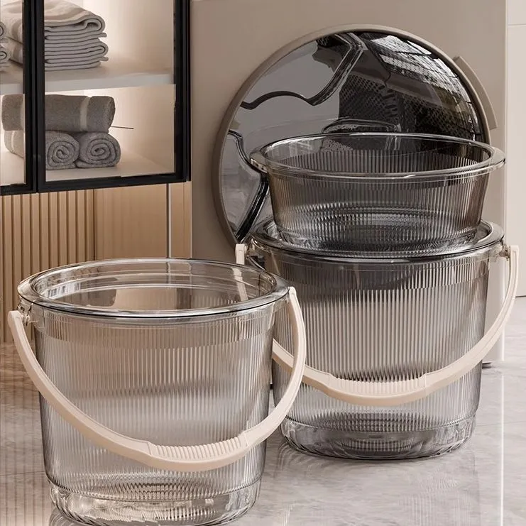 水桶家用洗衣桶卫生间带盖储大容量水用洗头洗澡桶透明收纳手提桶