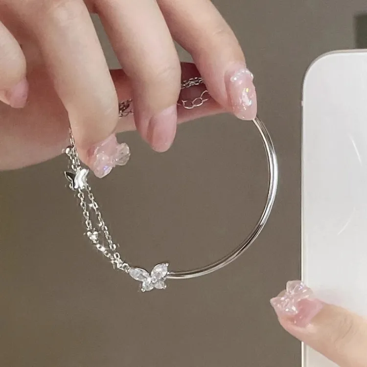 坠链均足银 蝴蝶手链女款999纯银轻奢小众精致手环新款爆款送女友