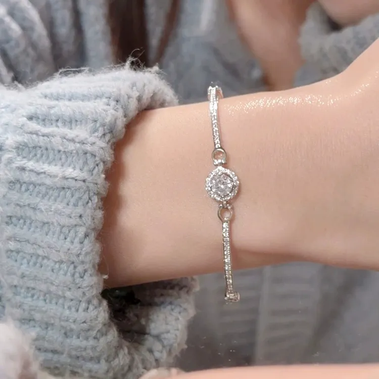 足银手链 星点999纯银手链女满钻网红精致手镯百搭送女友生日礼物