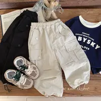 Y.Ystudio-儿童纯色工装裤春秋季新品大口袋男童休闲裤童装运动裤