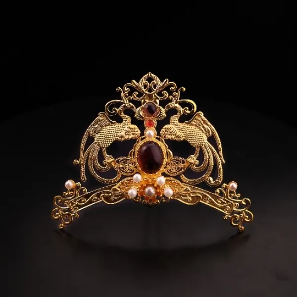 合金发饰 镀金凤瑶唐制汉服发冠饰杨紫同款文成公主顶簪古装