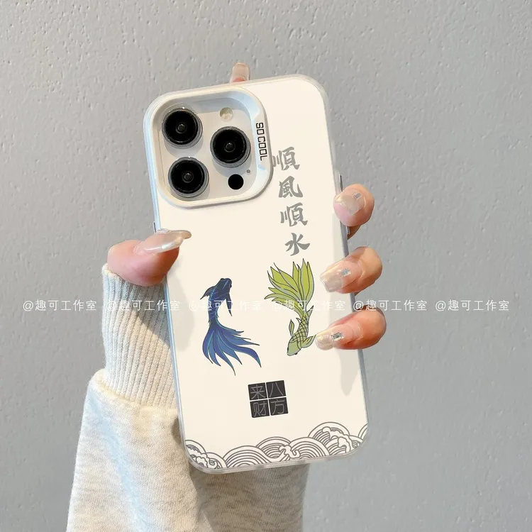 锦鲤适用苹果16promax手机壳13华为P70小米14oppo_vivo高级防摔15