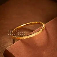 足银手镯 闭口蛇骨手镯气质轻奢百搭窄版送女友素款时尚经典金色