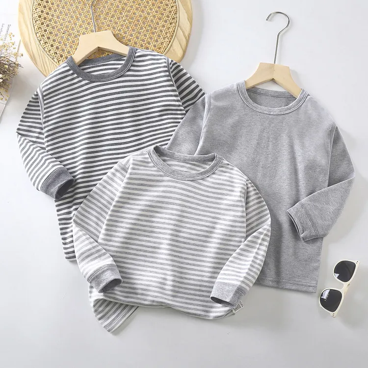 【两条装】出口质量儿童磨毛无骨40支纯棉秋衣家居服中大童睡衣打底