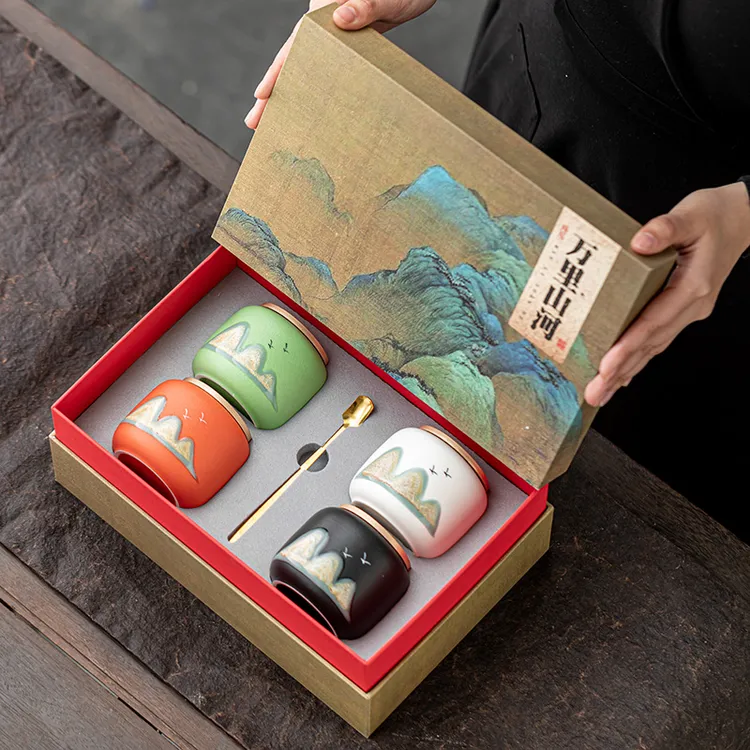 国潮高档茶叶罐茶叶包装盒空盒礼盒装红绿茶半斤装陶瓷小茶罐定制