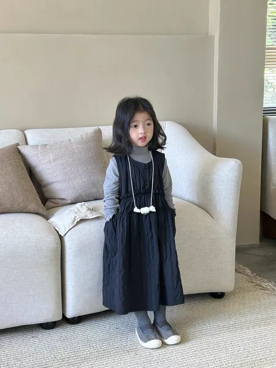 现货！2025秋季新品 韩版童装 女童无袖连衣裙 宝宝长款背心裙