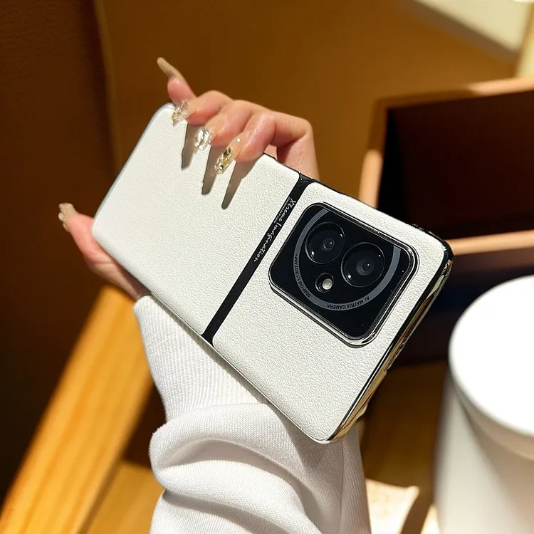 适用 荣耀100手机壳高档电镀素皮荣耀100pro镜头全包超薄简约轻奢