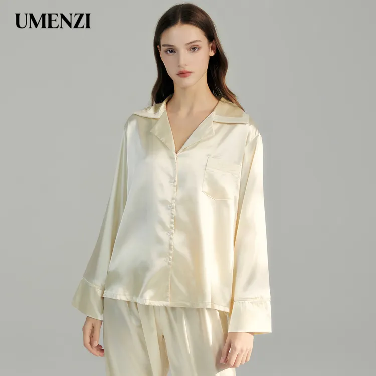 予眠纪UMENZI原创奶油香槟定制刺绣女朋友妈妈闺蜜情侣睡衣家居服