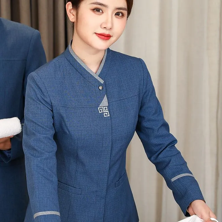 酒店保洁工作服秋冬季长袖客房服务保洁员夏物业阿姨保洁服短袖