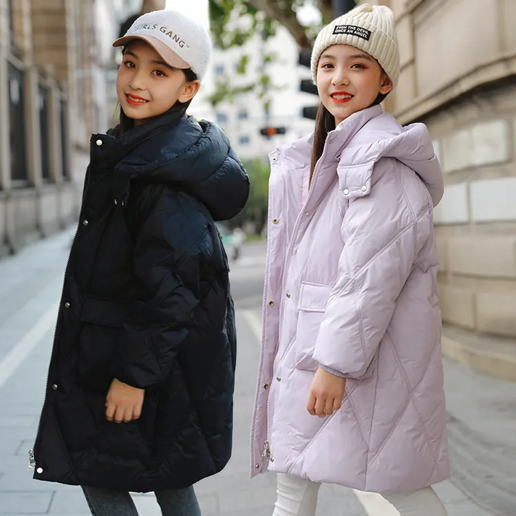 女童羽绒服冬季2025新款洋气90白鸭绒儿童保暖加厚中长款连帽外套