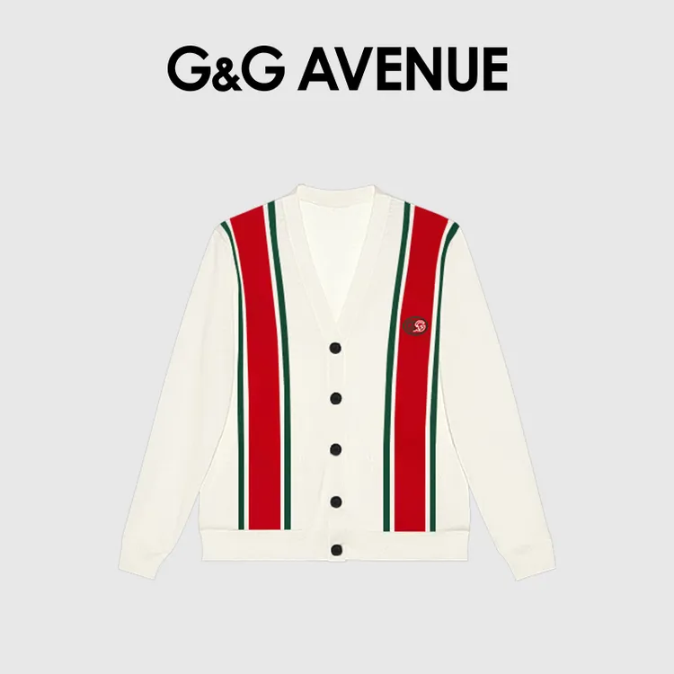 G&G Avenue轻奢潮牌长袖开衫毛衣针织衫男女款外套白色时尚拼色