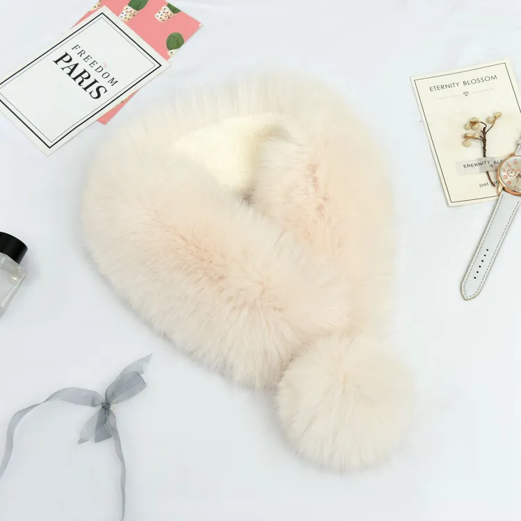 仿狐 狸 毛围巾女冬季加厚双面百搭简约气质护颈皮草獭兔毛领围脖