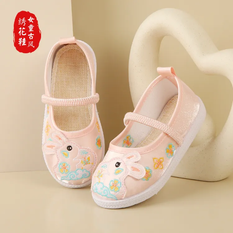 儿童布鞋女童绣花鞋老北京中国风古装鞋子宝宝手工刺绣汉服鞋唐装商品图