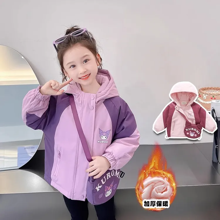 女童冲锋衣外套秋装2023新款洋气儿童秋冬款女宝宝连帽春秋季风衣