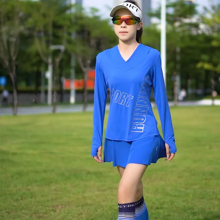【视频款】专业跑步服轻薄透气连帽女装修身连帽长袖运动速干面料