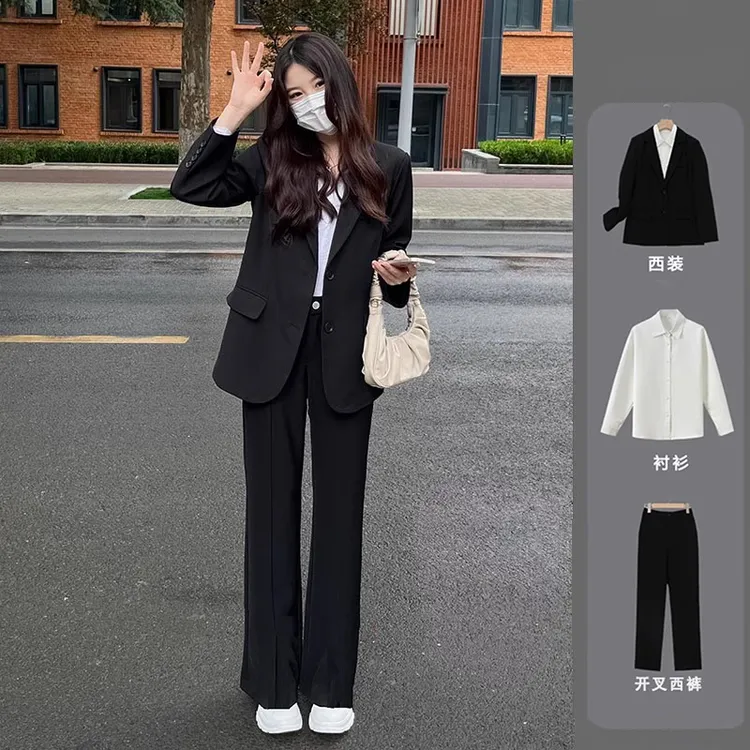  黑色西装套装女2025新款爆款洋气大学生答辩西服正装套装职场女