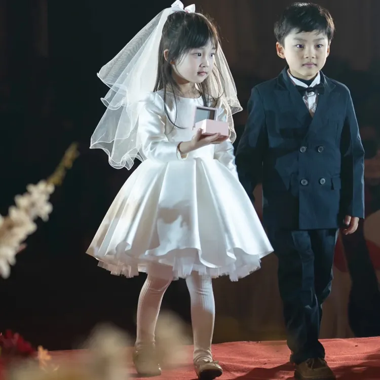 【高定】儿童礼服裙周岁礼服公主裙女宝宝生日婴儿稚童女童白色婚纱