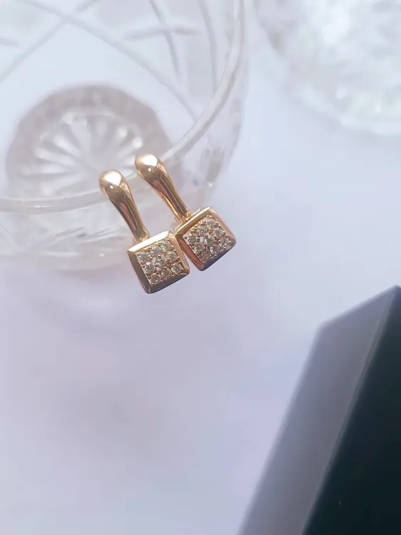 合金耳饰 时尚气质轻奢欧美方块耳环精致个性经典百搭简约小巧