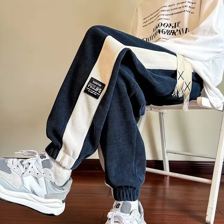 雪尼尔休闲裤男款秋季潮牌运动长裤春秋款青少年帅气学生男装裤子