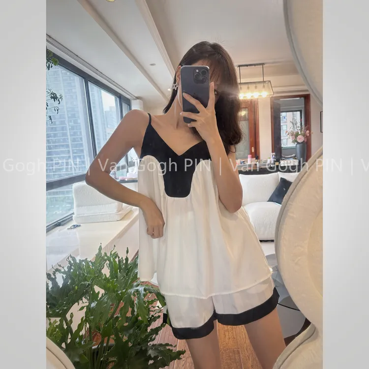 Van Gogh pin【少女专辑】24年小众夏季高级感家居服吊带睡衣套装 