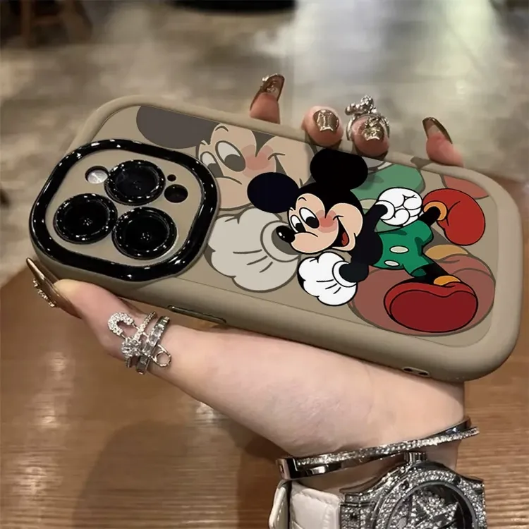 【适用苹果华为荣耀OPPOvivo小米】散步米奇磨砂泡芙防摔手机壳
