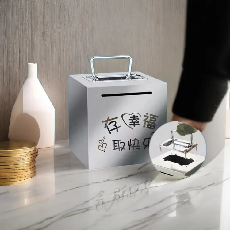 存钱罐不锈钢可存可取手提只进不出储蓄罐钱箱成人儿童节礼物摆件