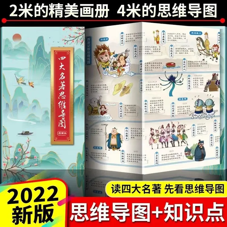 四大名著思维导图画册人物关系图漫画版红楼梦西游记水浒传三国