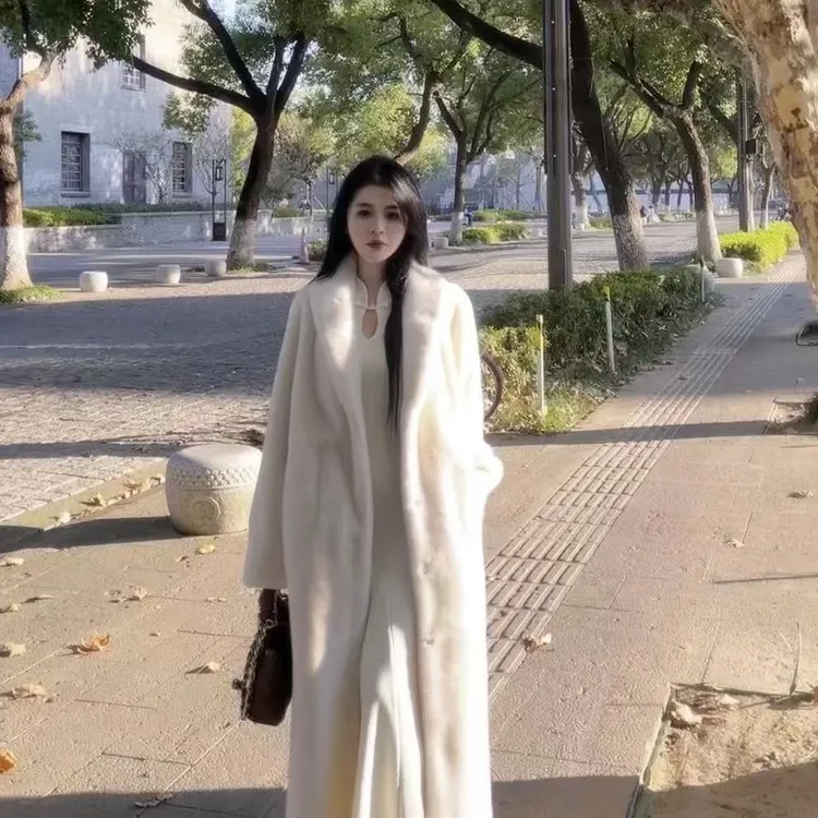 24001厚款女冬季气质宽松型保暖长款网红韩版外套秋冬中长款加厚