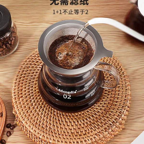 Mongdio咖啡过滤器咖啡滤杯咖啡过滤漏斗咖啡滤网不锈钢咖啡器具
