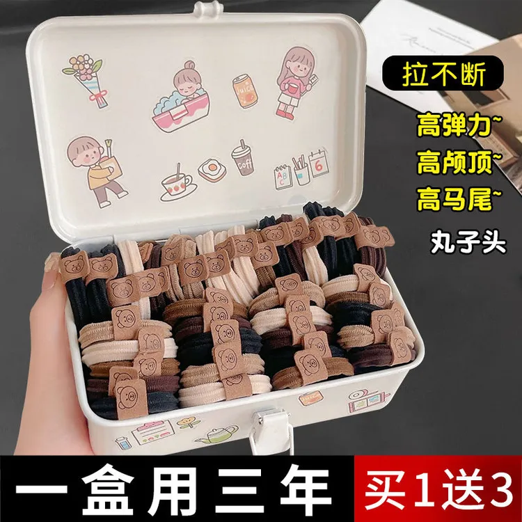非金属布艺发饰 网红小熊款加粗高弹力扎马尾头绳不伤发无痕发圈