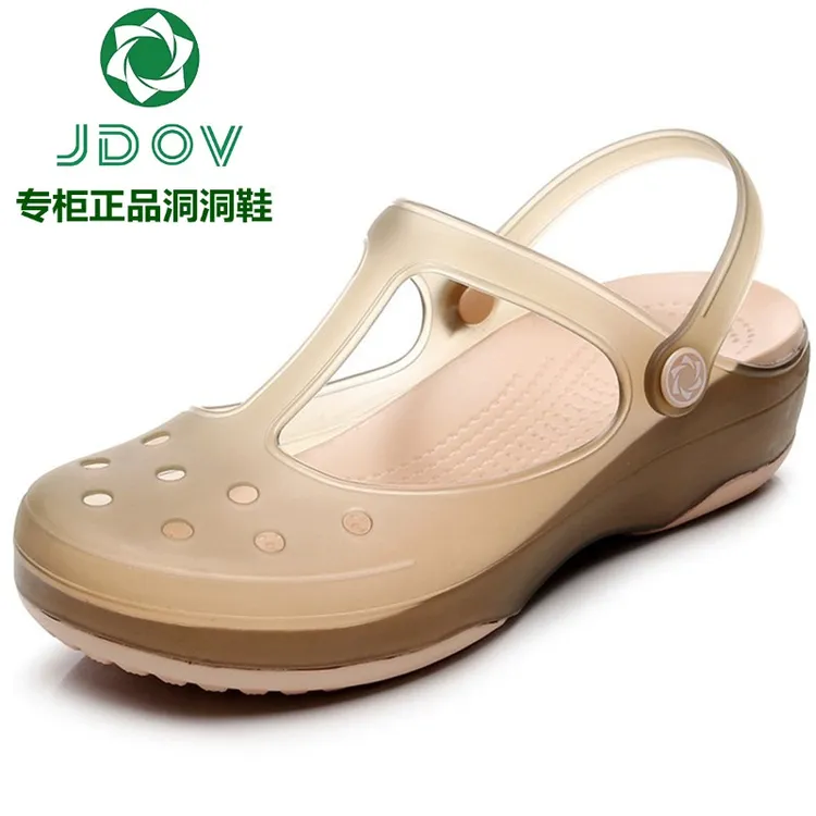 JDOV洞洞鞋女款夏防滑沙滩鞋果冻软厚底外穿护士孕妇休闲半凉拖鞋