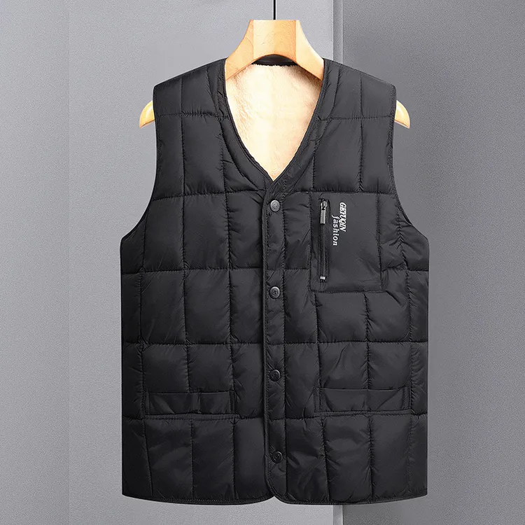 爸爸装加绒加厚马甲男背心中老年坎肩保暖开衫内搭加肥大码上衣冬