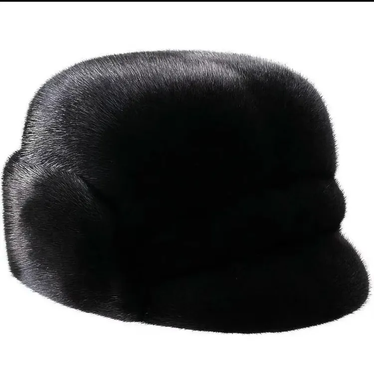 水貂皮雷克帽男士秋冬季新款老年人保暖护耳帽子整貂高档水貂帽