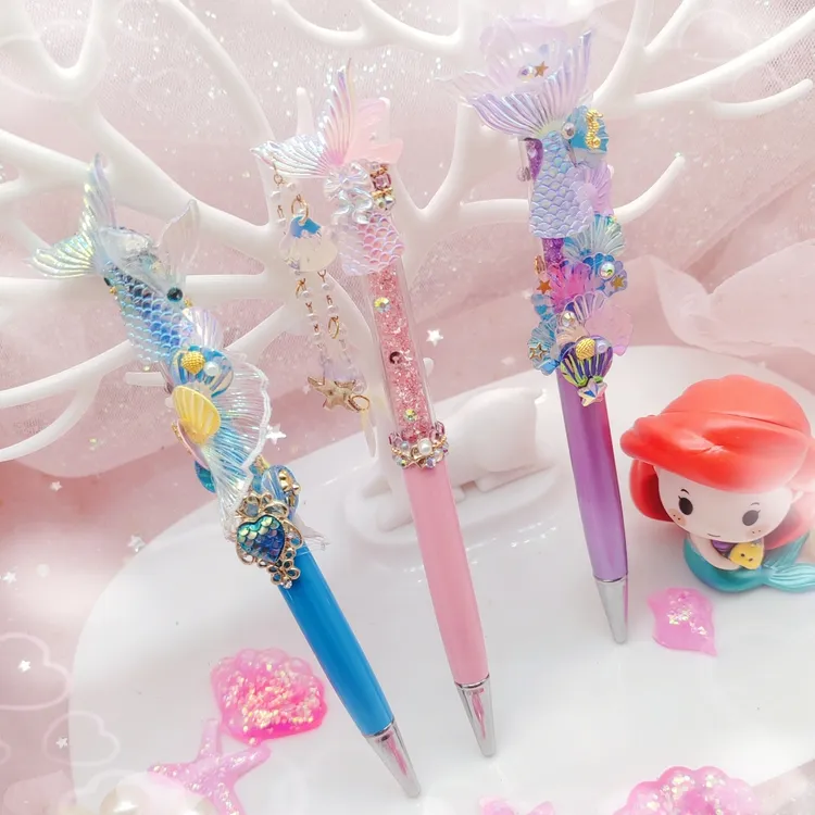 美人鱼姬公主流沙自动铅笔原子笔闪钻水笔小仙女学生朋友学习奖品