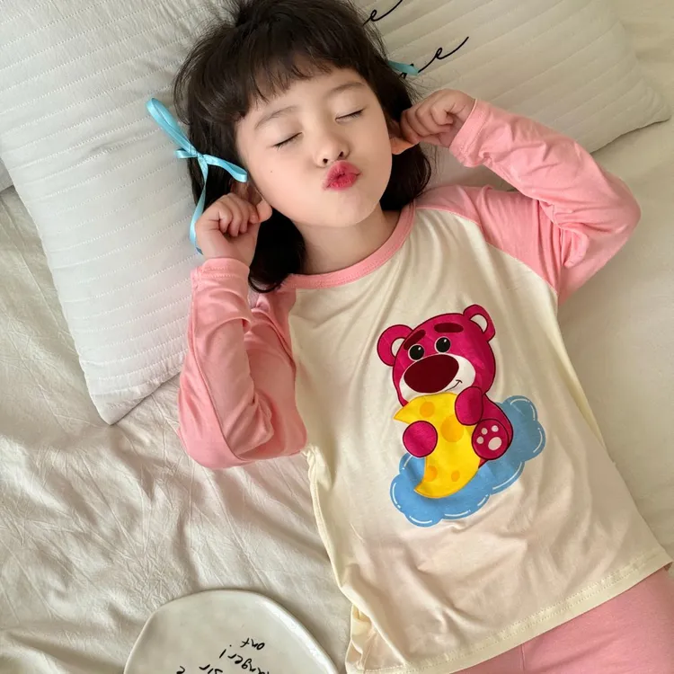 儿童睡衣平腰莫代尔女童韩版空调服男童家居服套装宝宝长袖睡衣