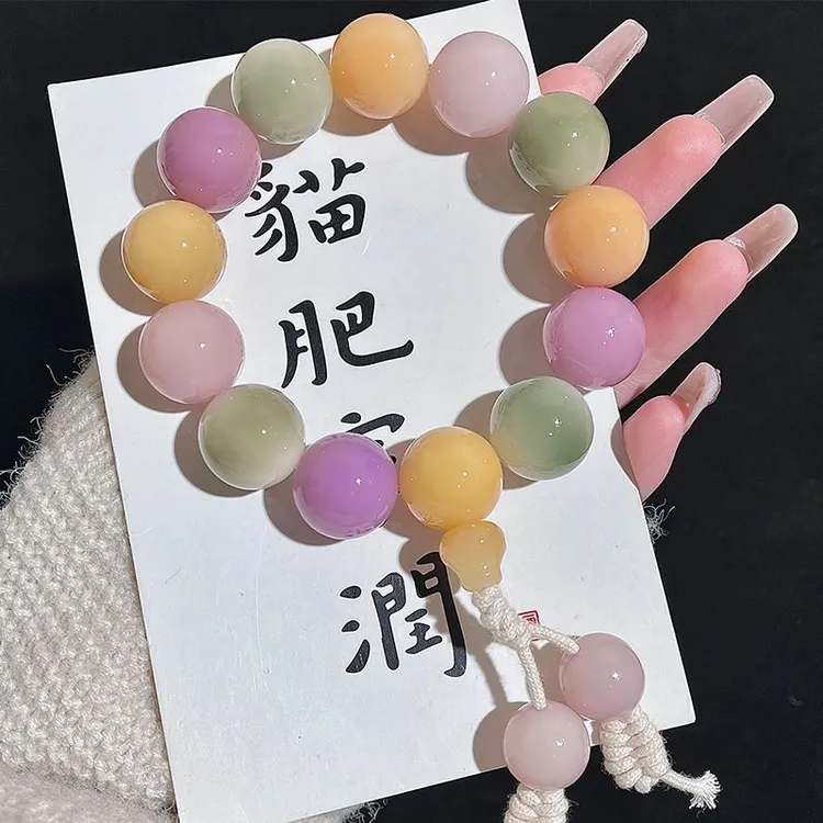 晕染胭脂大尺寸菩提手串真品菩提根手持盘玩大卡文玩手串解压佛珠