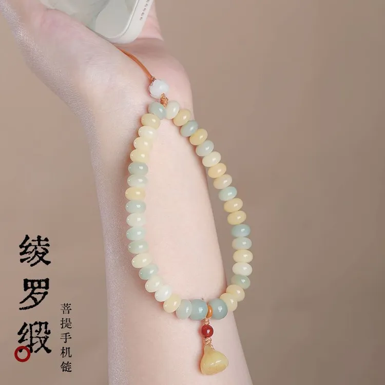 长款菩提挂件清新小众设计手机宝宝挂防丢摔原创新品女菩提子挂绳