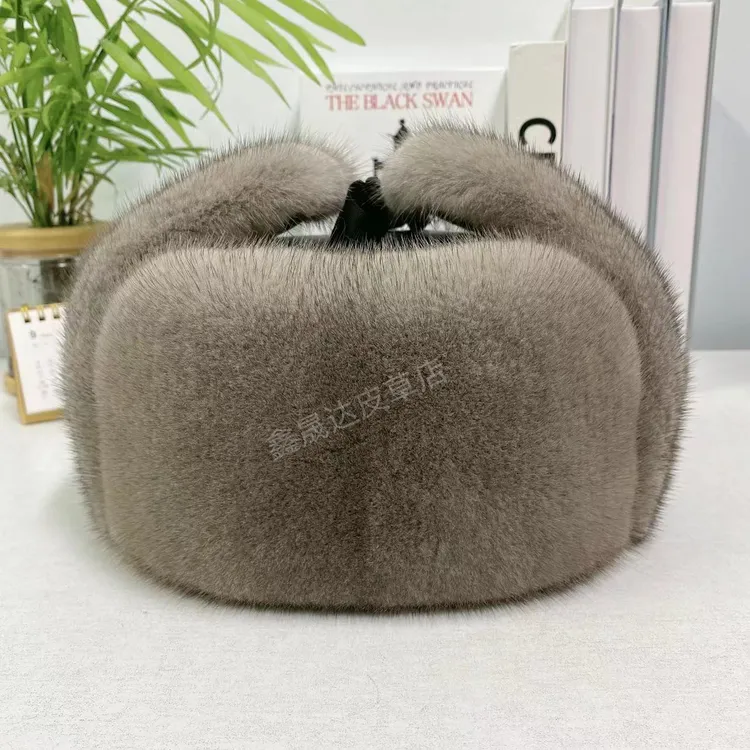 水貂毛整皮男士皮顶雷锋帽冬季保暖百搭御寒保暖护耳可下翻简约