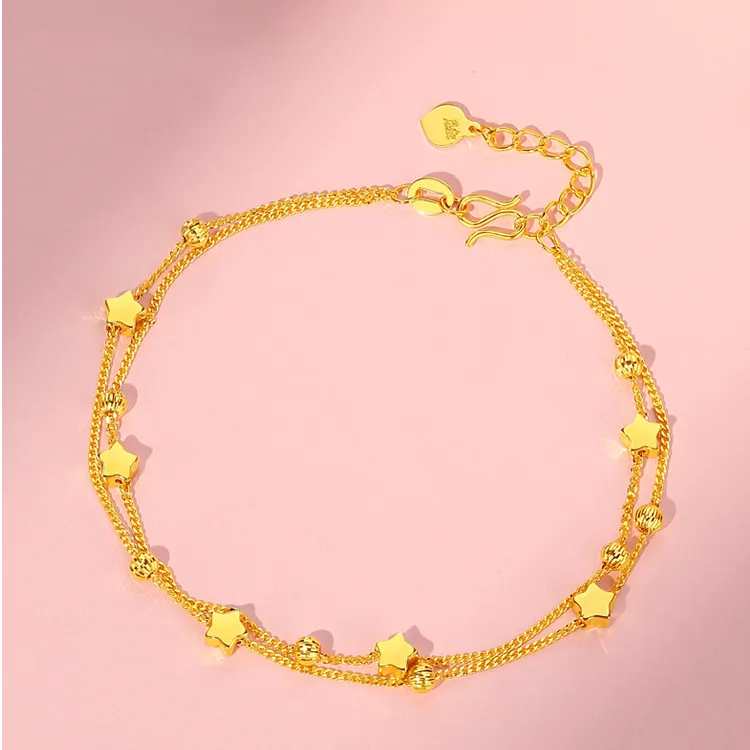 水贝新款怦然心动手链女款纯金手镯七夕情人节礼物黄金送女友老婆